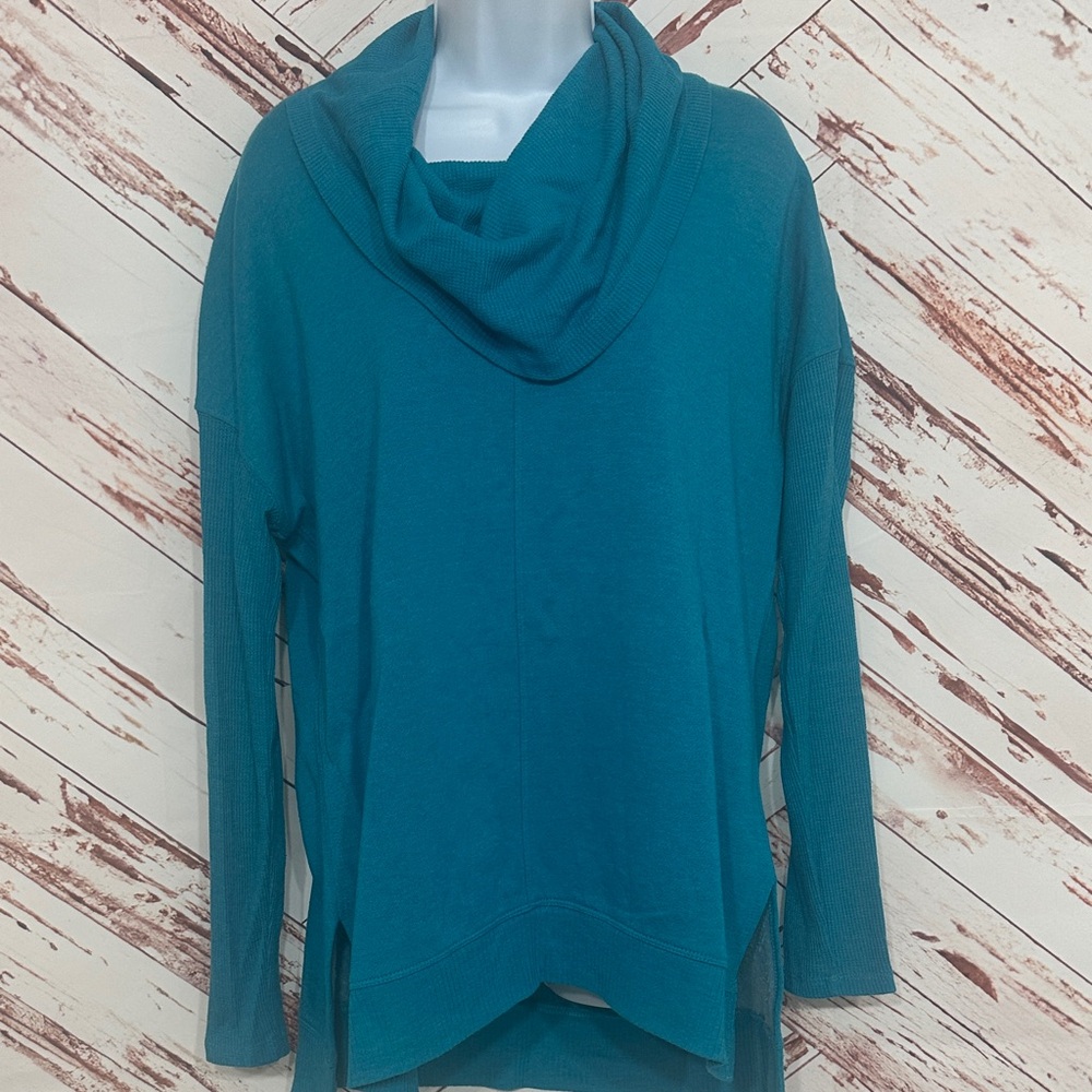 Andrew Marc Teal Cowl Neck Sweatshirt